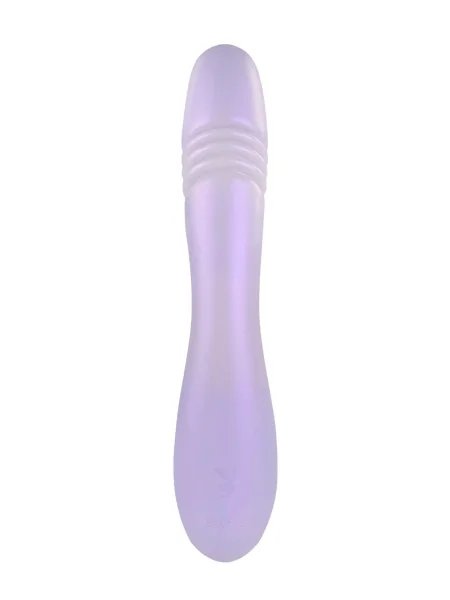 Playboy Pleasure Bumping Bunny Warming Rechargeable Silicone Thrusting Rabbit Vibrator - Lavender