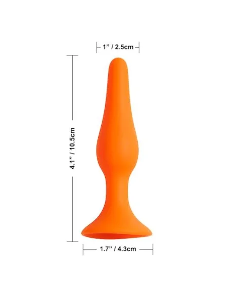 Share Satisfaction Small Silicone Butt Plug - Orange - Small