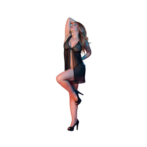 Magic Silk Sexy Time Fly Away Baby Doll & G-string Set Black Sm — image 8 of 9