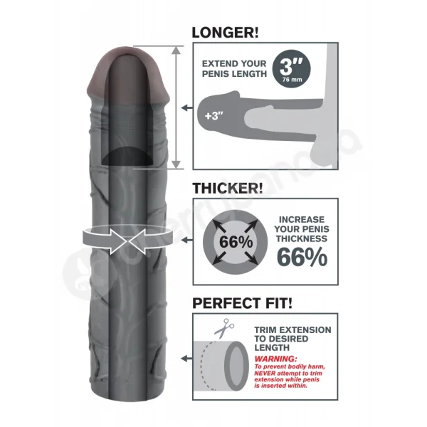 Fantasy X-tensions Black Mega 3'' Extension Penis Sleeve