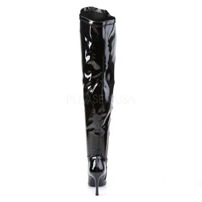 LUST 3000X Blk Str Pat Wide Width Thigh Boot Plus Size 3 3 4