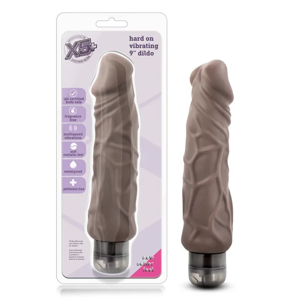 X5 Hard on Vibrating 9 Inch Dildo - Brown — image 10 of 16