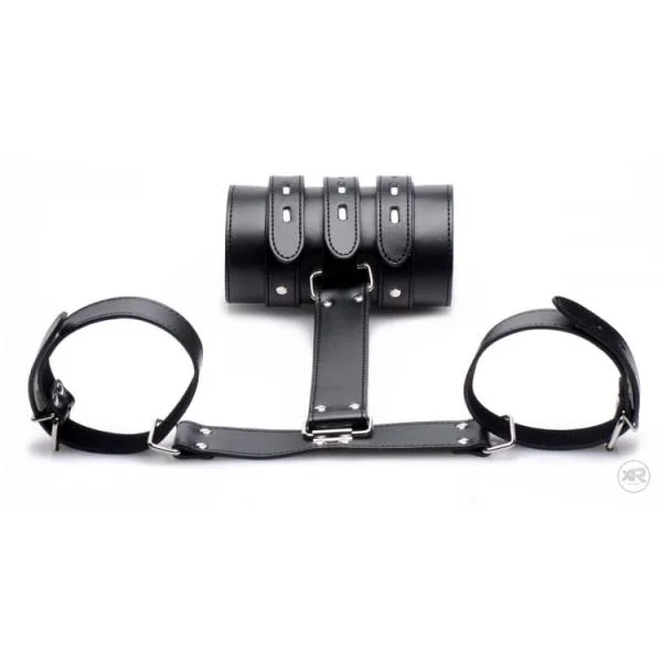 Arm Binder Biceps & Forearm Restraints Black Leather