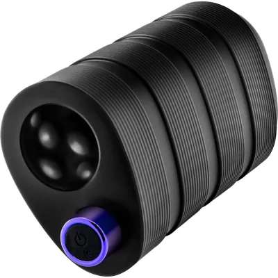M Elite Platinum Strok Vibrating Rechargeable Silicone Double Ended Penis Masturbator By Blush Black