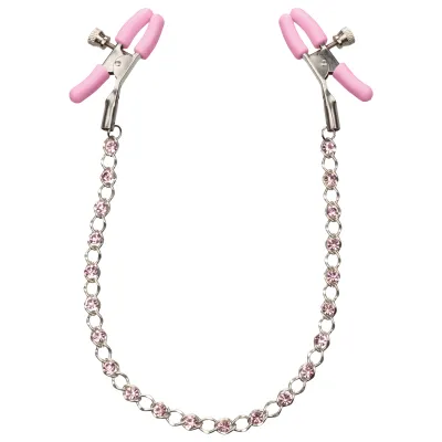 Nipple Play Crystal Chain Nipple Clamps Pink