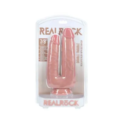 Couples Dildos Realrock Double Trouble 7 In 8 In Dildo Beige