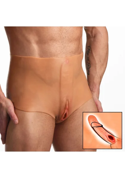 Master Series Silicone Wearable Vulva Panties With Vagina & Ass - Large, Vanilla