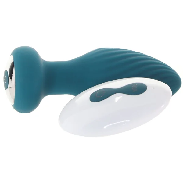 Playboy Pleasure Spinning Tail Teaser Silicone Rotating Vibrating Butt Plug With Remote - Evergreen