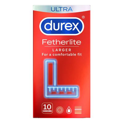 Durex Fetherlite Ultra Larger Feel Larger Condoms 10 Pack