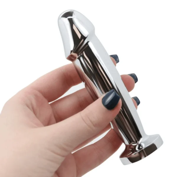 Penis Shape Metal Anal Plug Dildo With Jewel