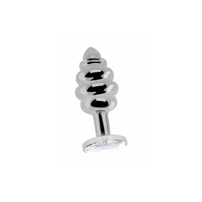 Ribbed Diamond Plug Silver 3 7 Inch