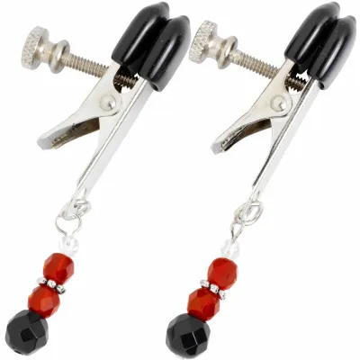 Spartacus Broad Tip Beaded Nipple Clamps Red