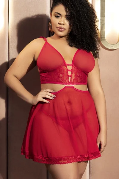 Mapale by Espiral Ruby Dream 2-In-1 Longline Bra with Thong & Removable Babydoll