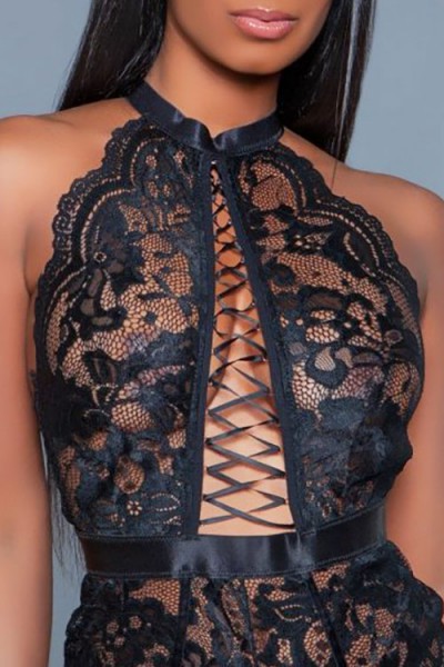 Be Wicked Margot Black Lace Bodysuit