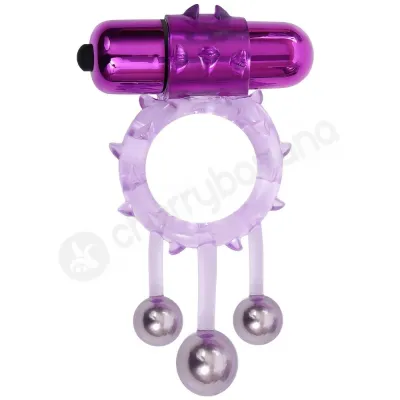 Adam Eve Triple Ball Bangin Vibrating Purple Cock Ring