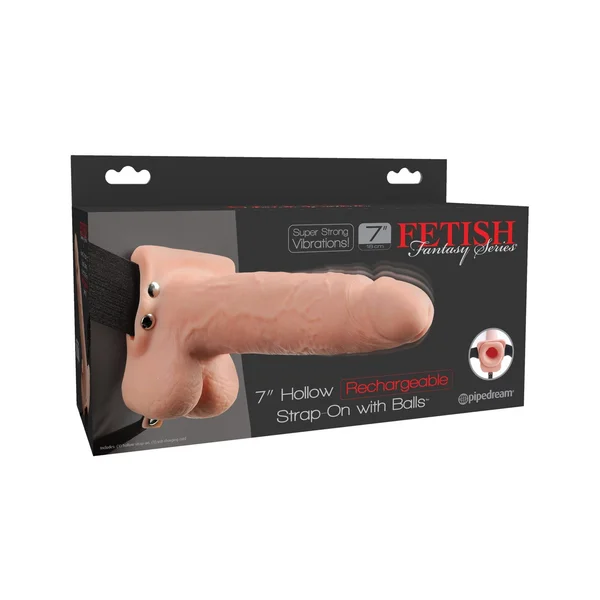 Fetish Fantasy Series 7" Hollow Rechargeable Strap-on With Balls - Flesh — image 4 of 4