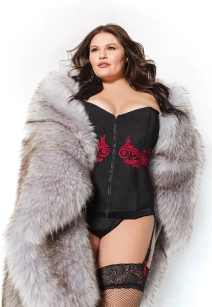 Black Corset With Red Applique