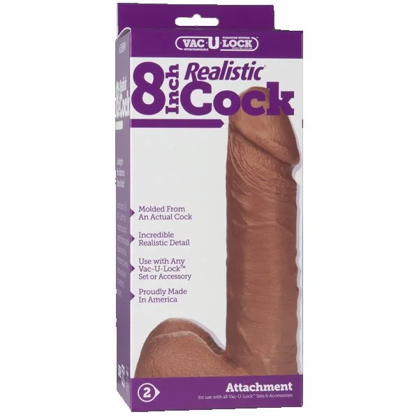 Doc Johnson Vac-U-Lock 8" Realistic Cock - Caramel