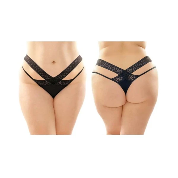 Daphne Microfiber Brazilian-cut Panty With Criss-cross Lace Waistband 6-pack L/xl Black