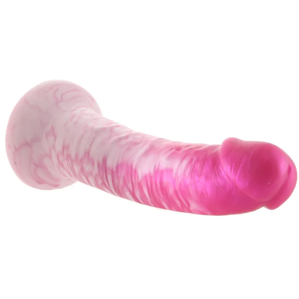 Strap U Real Swirl Realistic 6.9" Silicone Suction Cup Dildo - Pink & White