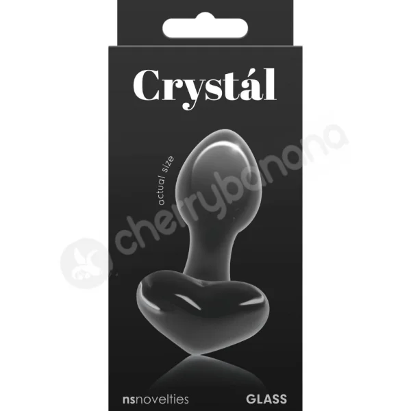 Crystal Heart Black Glass 2.7" Butt Plug