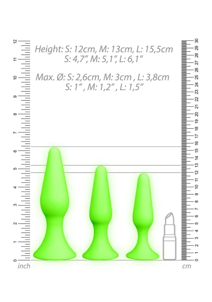 Ouch! Glow In The Dark Butt Plug Set