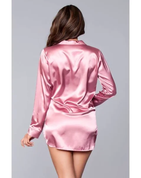 Kimberly Satin Sleepshirt - Dusty Rose - S