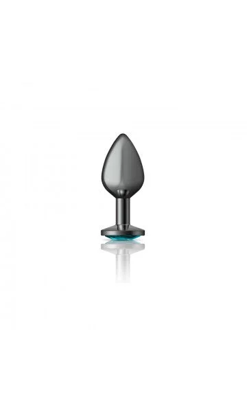 Cheeky Charms Gunmetal Grey Butt Plug with Teal Gem