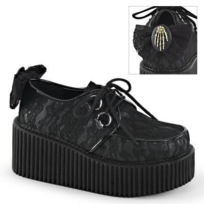 3 inches PF Lace Overlay Creeper w Bow Skeleton Hand Detail