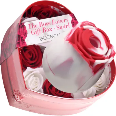 Bloomgasm The Rose Pressure Wave Stimulator Lover s Gift Box Red With White Swirls