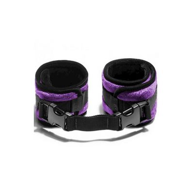 Plush Wrist Cuffs Purple Black