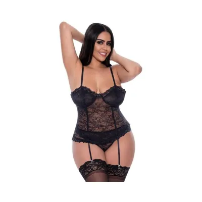 Magic Silk Ooh La Lace Bustier Panty Set Black Queen