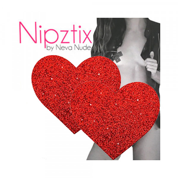 Neva Nude Pasty Hearts Glitter Red