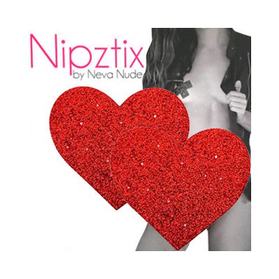 Neva Nude Pasty Hearts Glitter Red