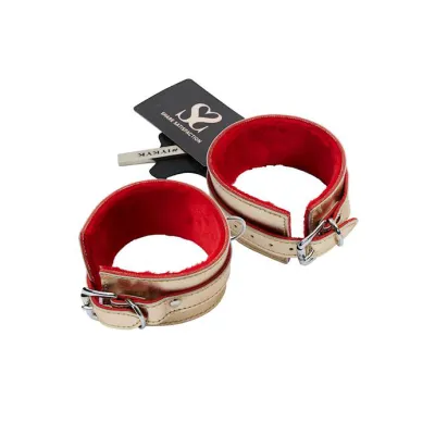 Bound X Gold Metallic Leather Wrist Cuffs Silver black
