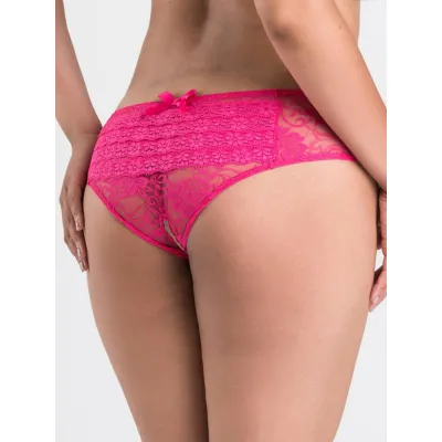 Lovehoney Pink Lace Crotchless Ruffle Back Panties