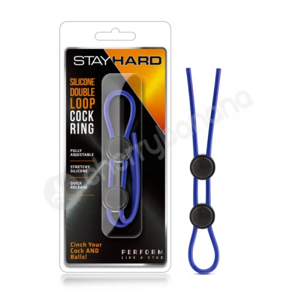 Stay Hard Blue Silicone Double Loop Cock Ring