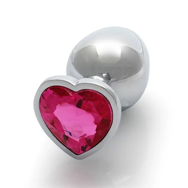 Ouch Pink Heart Gem Metal Plug Medium