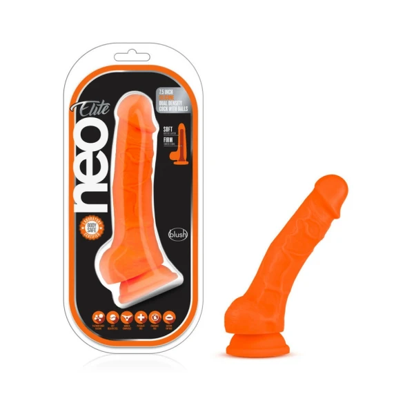 Realistic Dildos:  Neo Elite - 7.5in Silicone Dual Density Cock With Balls