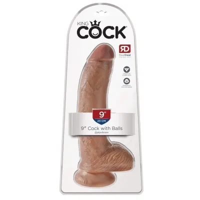 King Cock 9 Cock With Balls Tan