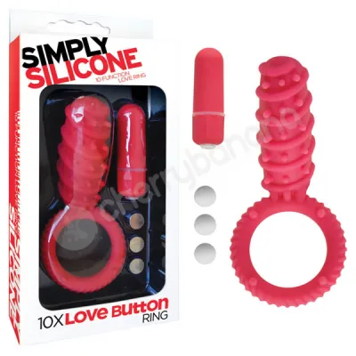 Simply Silicone Red 10x Love Button Cock Ring