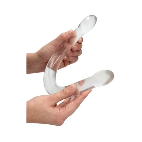 Realrock Crystal Clear Non-realistic Double Dong 17 In. Translucent