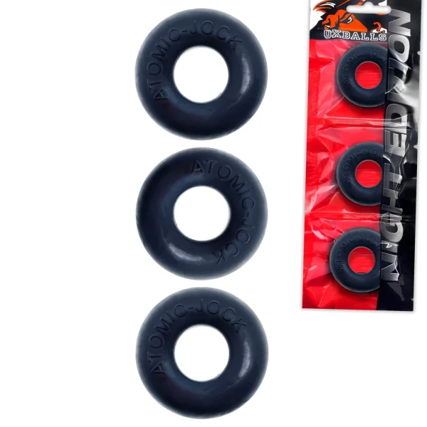 Oxballs Ringer Stretchy Cock Ring Set of 3 - Night Black