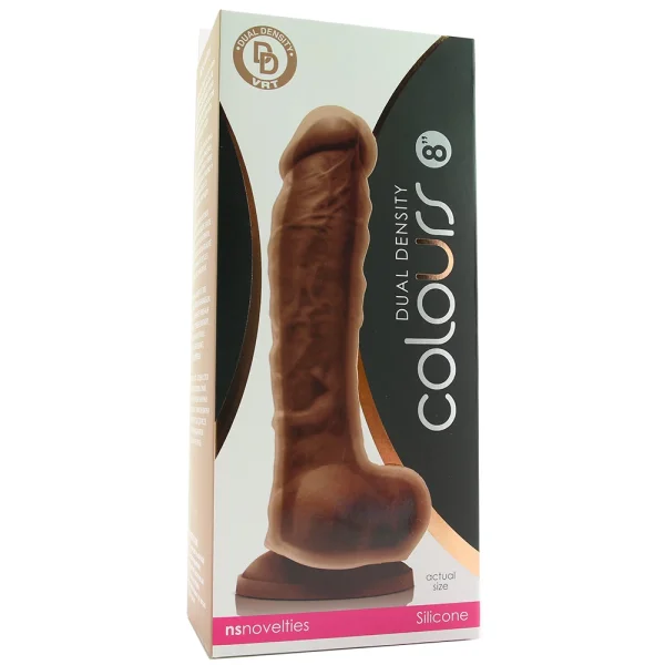 Colours Dual Density 8 Inch Silicone Suction Cup Dildo - Caramel
