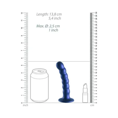 Realistic Dildos Shots Ouch Beaded Silicone 5 In G spot Dildo Metallic Blue