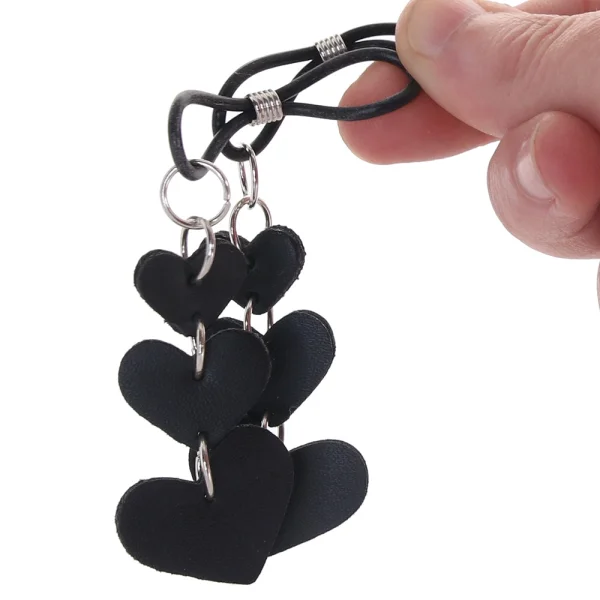 Sex & Mischief Heart Nipple Ties By Sportsheets - Black & Silver