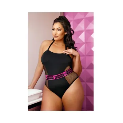 Vibes Pussy Power Micro net Paneled Playsuit Qs Black