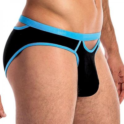 Male Power Cutting Edge Cutout Bikini Turq black Small