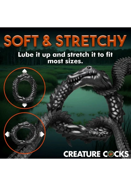 Black Caiman Silicone Cock Ring By Creature Cocks