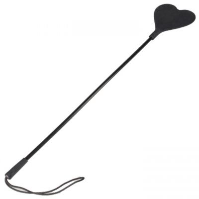 Bondara Black Silicone Heart Riding Crop 19 Inch